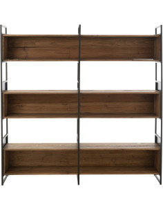 Grande bibliothèque moderne 6 étagères en Bois recyclé Naturel Métal Noir Frylen - 2