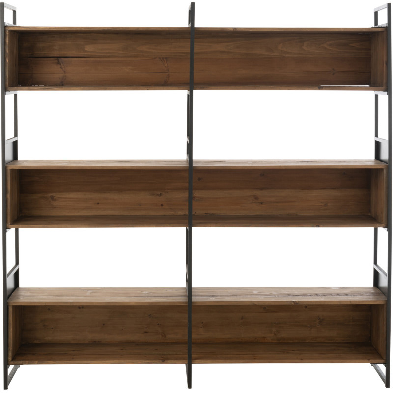 Grande bibliothèque moderne 6 étagères en Bois recyclé Naturel Métal Noir Frylen - 2