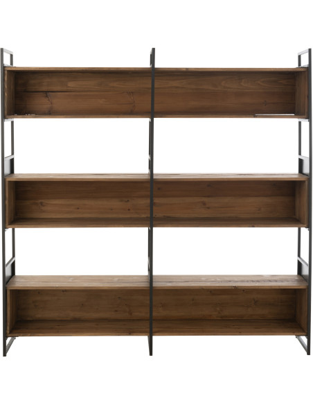 Grande bibliothèque moderne 6 étagères en Bois recyclé Naturel Métal Noir Frylen - 2