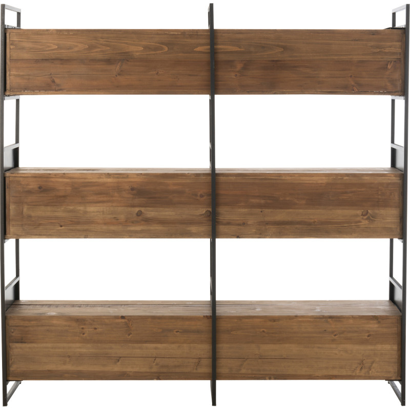 Grande bibliothèque moderne 6 étagères en Bois recyclé Naturel Métal Noir Frylen - 4