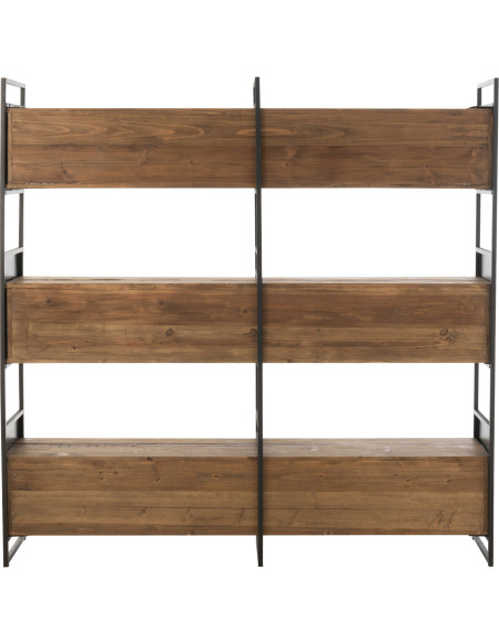 Grande bibliothèque moderne 6 étagères en Bois recyclé Naturel Métal Noir Frylen - 4