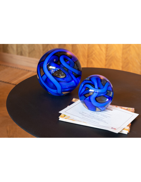 Sulfure Ronde Ruban Ribbon en Verre Bleu foncé 8 cm - 3