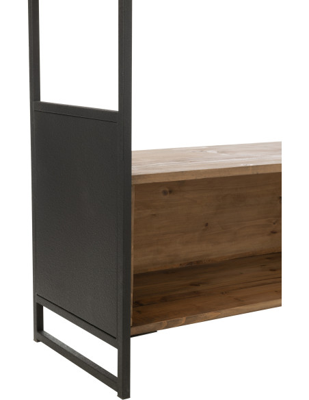 Grande bibliothèque moderne 6 étagères en Bois recyclé Naturel Métal Noir Frylen - 5