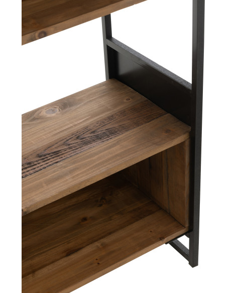 Grande bibliothèque moderne 6 étagères en Bois recyclé Naturel Métal Noir Frylen - 6