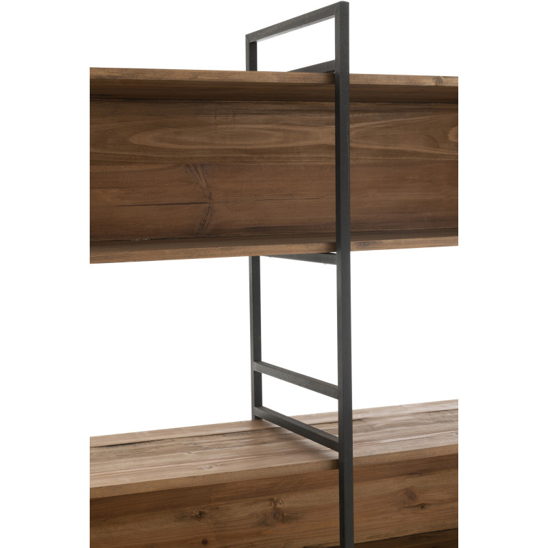 Grande bibliothèque moderne 6 étagères en Bois recyclé Naturel Métal Noir Frylen - 7