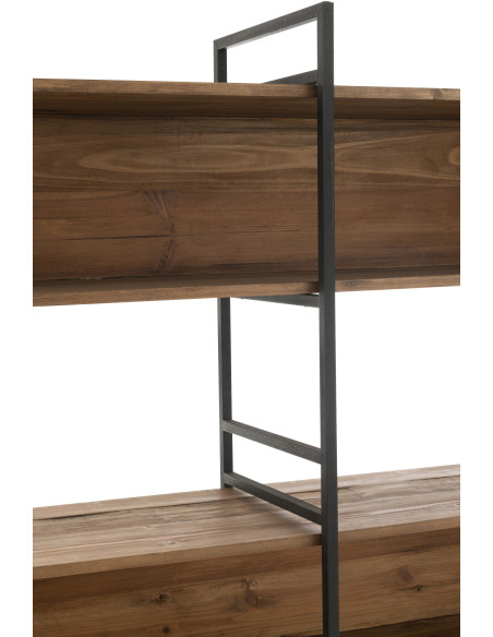 Grande bibliothèque moderne 6 étagères en Bois recyclé Naturel Métal Noir Frylen - 7