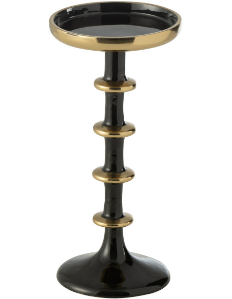 Porte bougie moderne sur pied Hauteur 23 cm en Métal Noir Doré Rimon - 1