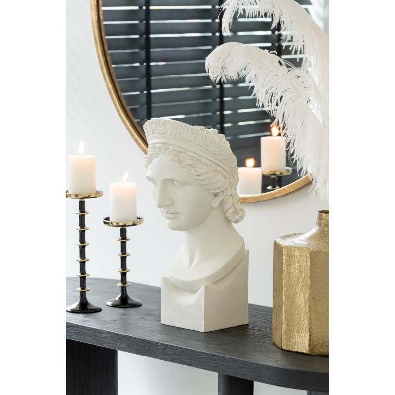 Porte bougie moderne sur pied Hauteur 23 cm en Métal Noir Doré Rimon - 4