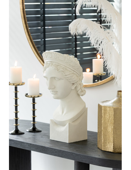 Porte bougie moderne sur pied Hauteur 23 cm en Métal Noir Doré Rimon - 4