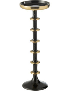Porte bougie moderne sur pied XL Hauteur 30 cm en Métal Noir Doré Rimon - 1