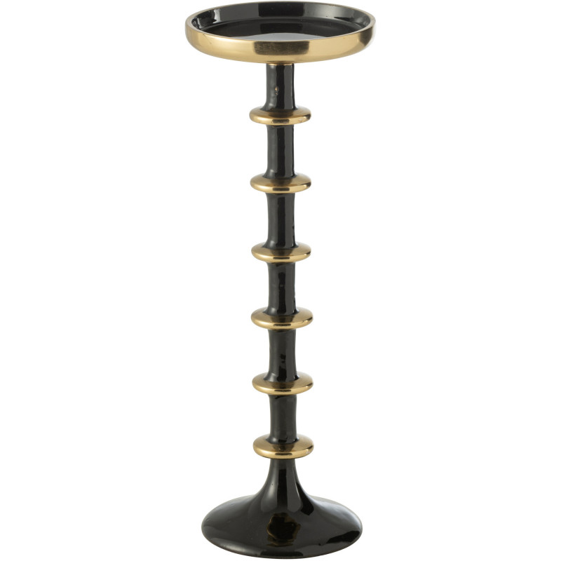 Porte bougie moderne sur pied XL Hauteur 30 cm en Métal Noir Doré Rimon - 1