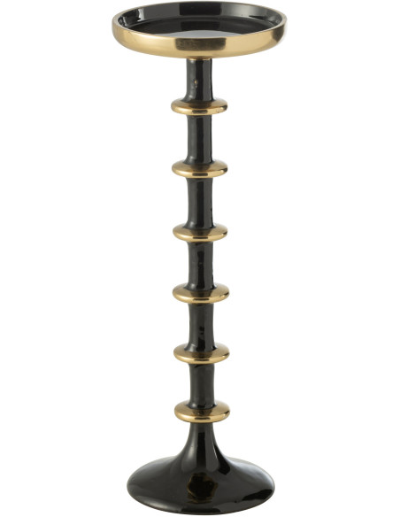 Porte bougie moderne sur pied XL Hauteur 30 cm en Métal Noir Doré Rimon - 1