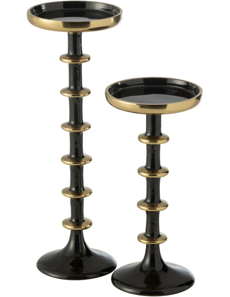 Porte bougie moderne sur pied XL Hauteur 30 cm en Métal Noir Doré Rimon - 4