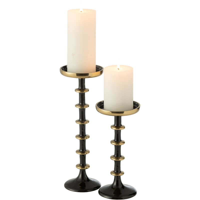 Porte bougie moderne sur pied XL Hauteur 30 cm en Métal Noir Doré Rimon - 5