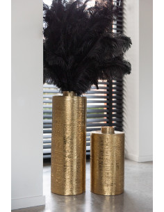 Vase moderne Cylindrique XL Hauteur 60 cm en Métal Doré Vetra - 1 2