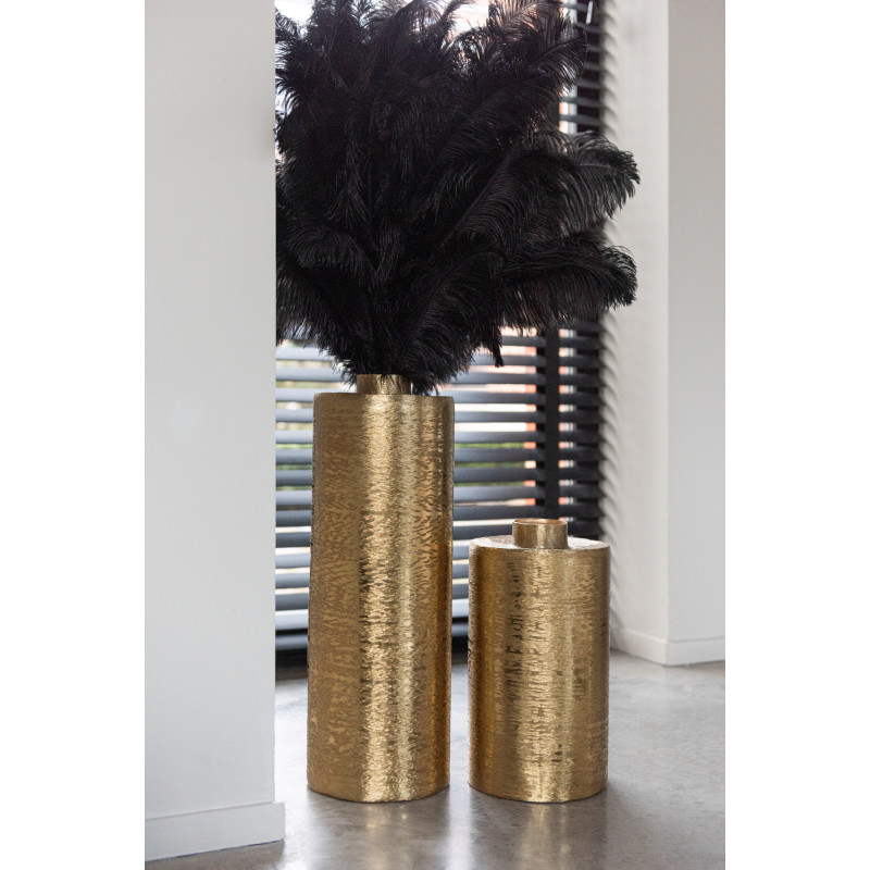 Vase moderne Cylindrique XL Hauteur 60 cm en Métal Doré Vetra - 2