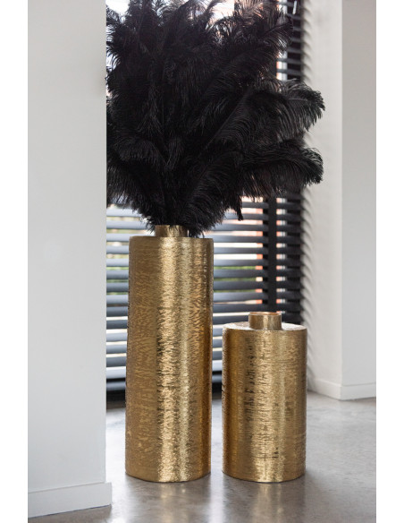 Vase moderne Cylindrique XL Hauteur 60 cm en Métal Doré Vetra - 2