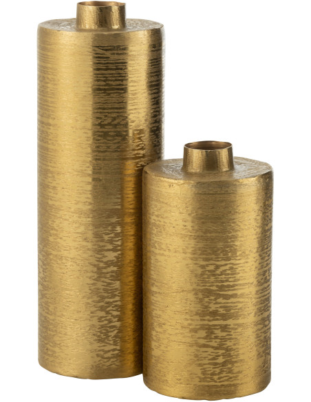 Vase original Rond Hauteur 28 cm en Métal Doré Squarish - 3