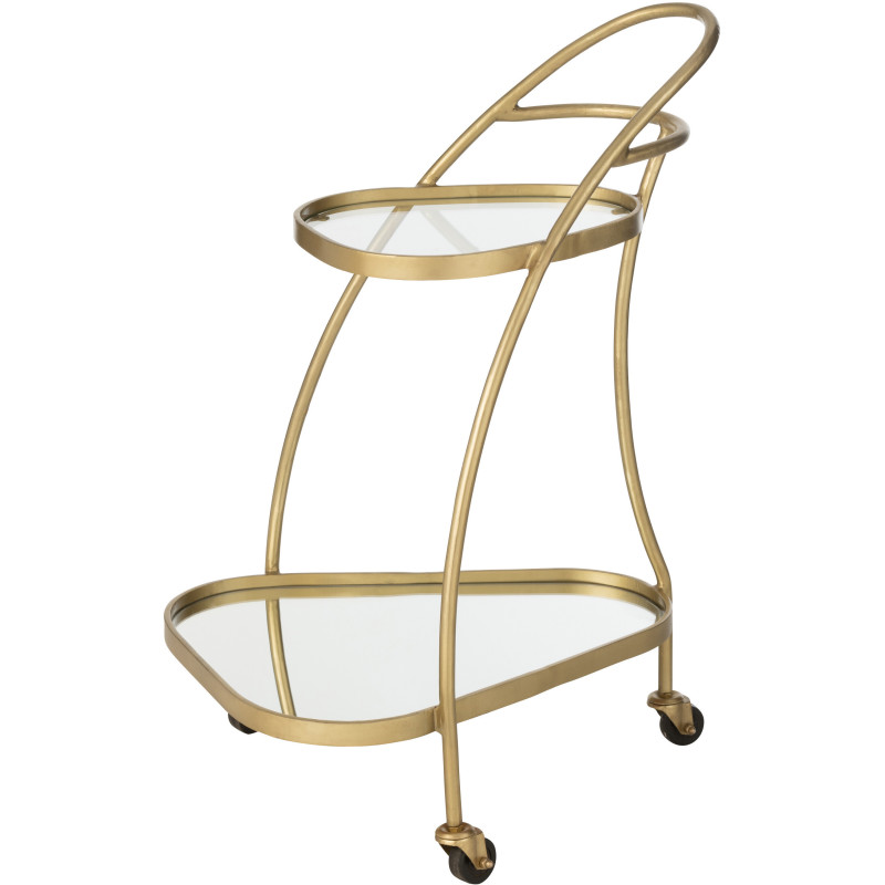 Desserte de salon design Triange 2 étagères en Miroir Métal Doré Melora - 1