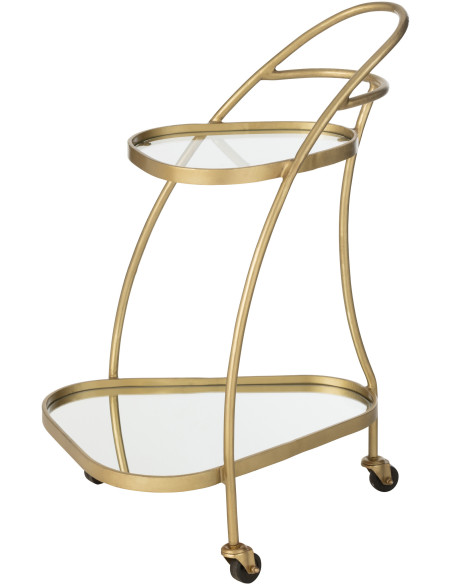 Desserte de salon design Triange 2 étagères en Miroir Métal Doré Melora - 1