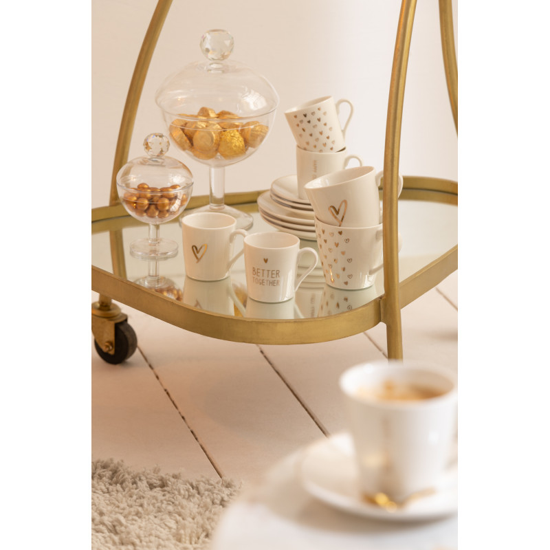 Desserte de salon design Triange 2 étagères en Miroir Métal Doré Melora - 10