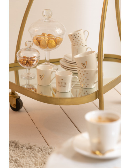 Desserte de salon design Triange 2 étagères en Miroir Métal Doré Melora - 10