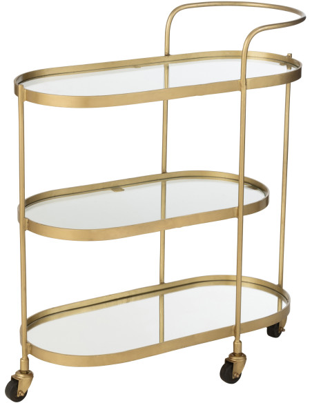 Desserte de salon design Ovale 3 étagères en Miroir Métal Doré Melora - 1