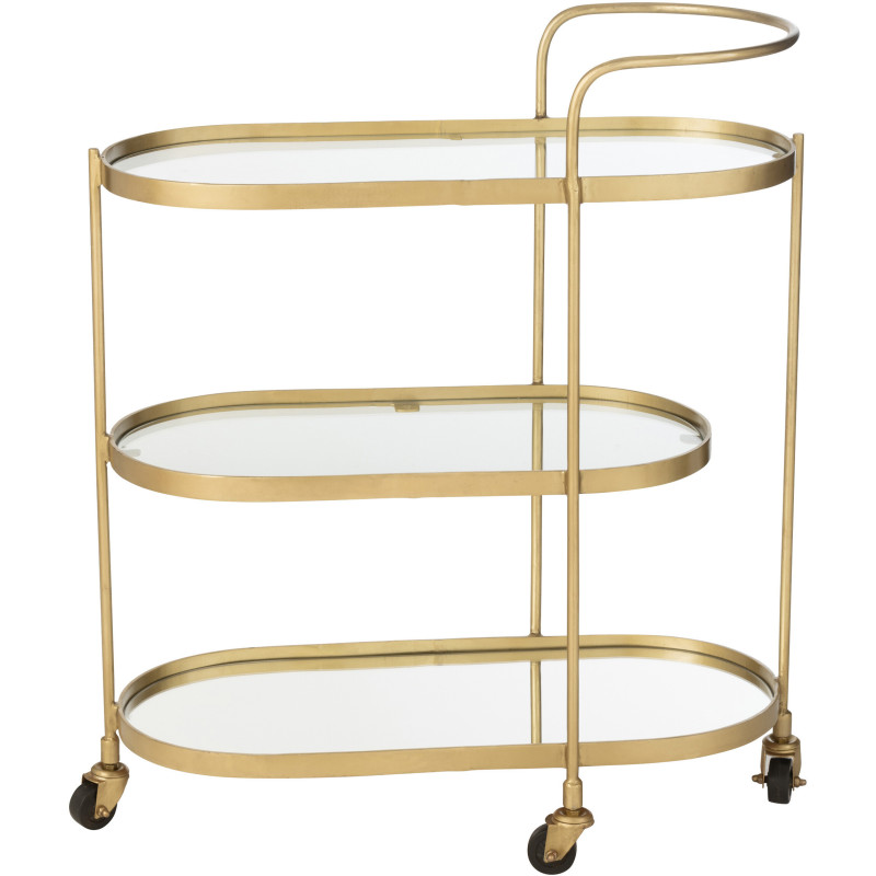 Desserte de salon design Ovale 3 étagères en Miroir Métal Doré Melora - 3