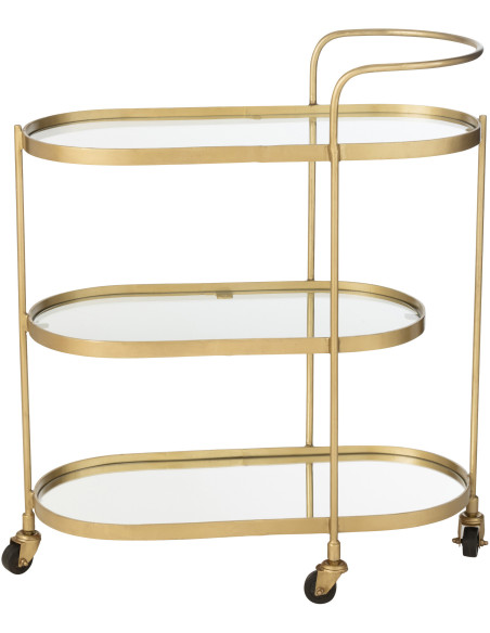 Desserte de salon design Ovale 3 étagères en Miroir Métal Doré Melora - 3