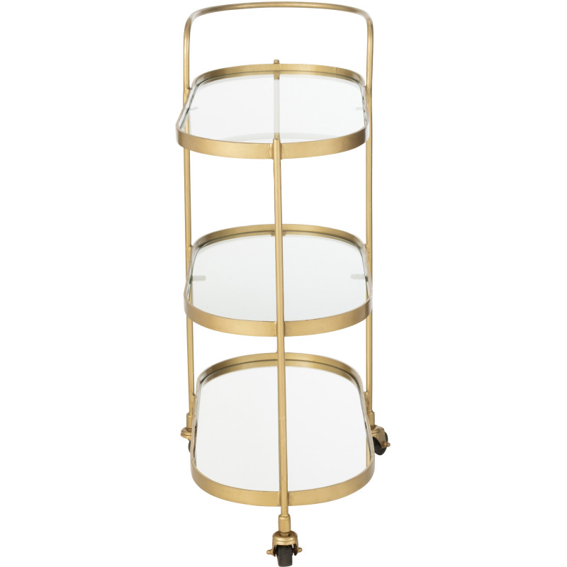 Desserte de salon design Ovale 3 étagères en Miroir Métal Doré Melora - 4