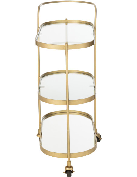 Desserte de salon design Ovale 3 étagères en Miroir Métal Doré Melora - 4