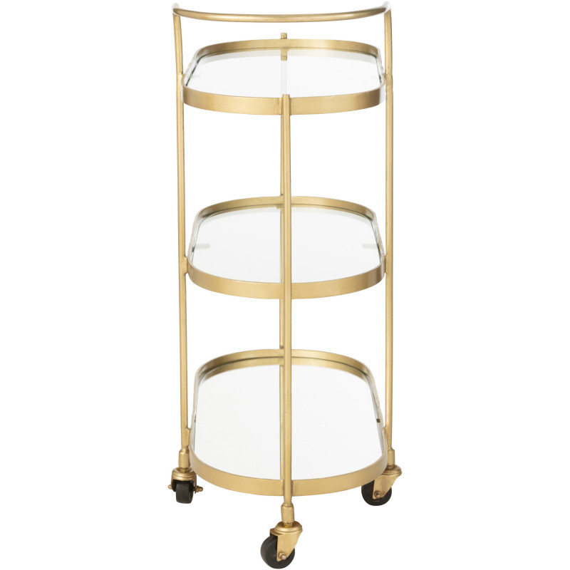 Desserte de salon design Ovale 3 étagères en Miroir Métal Doré Melora - 5