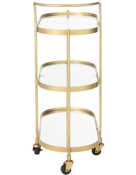 Desserte de salon design Ovale 3 étagères en Miroir Métal Doré Melora - 5