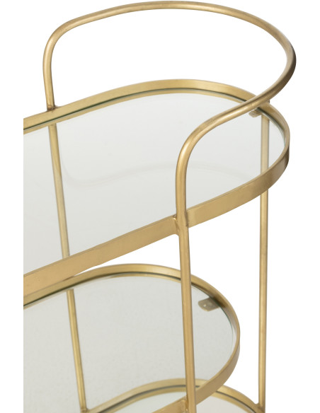 Desserte de salon design Ovale 3 étagères en Miroir Métal Doré Melora - 6