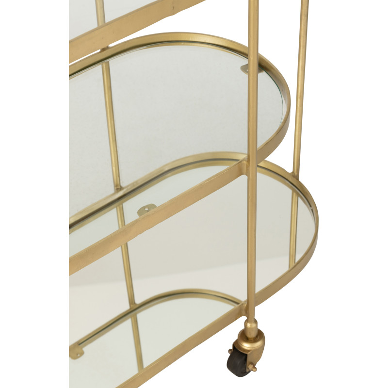 Desserte de salon design Ovale 3 étagères en Miroir Métal Doré Melora - 7