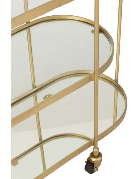 Desserte de salon design Ovale 3 étagères en Miroir Métal Doré Melora - 7