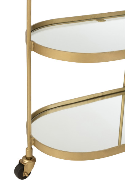 Desserte de salon design Ovale 3 étagères en Miroir Métal Doré Melora - 8