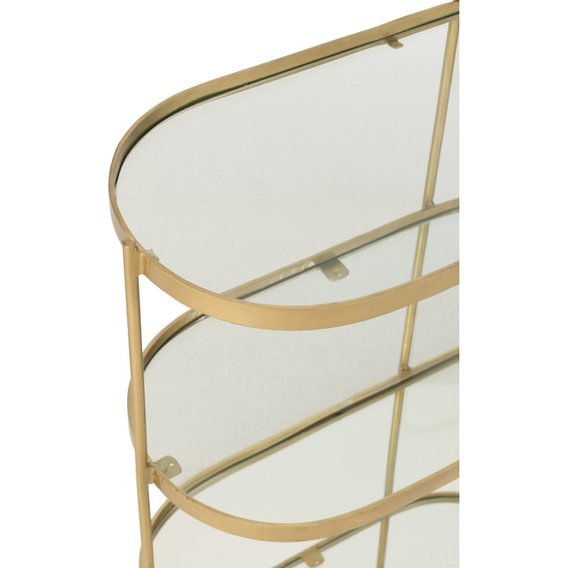 Desserte de salon design Ovale 3 étagères en Miroir Métal Doré Melora - 9
