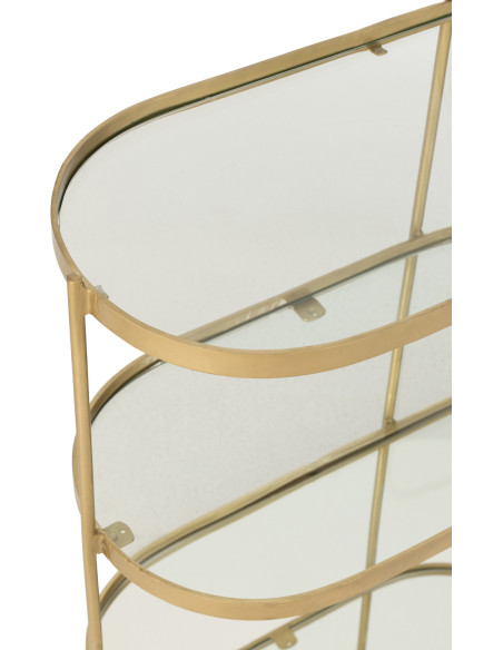 Desserte de salon design Ovale 3 étagères en Miroir Métal Doré Melora - 9