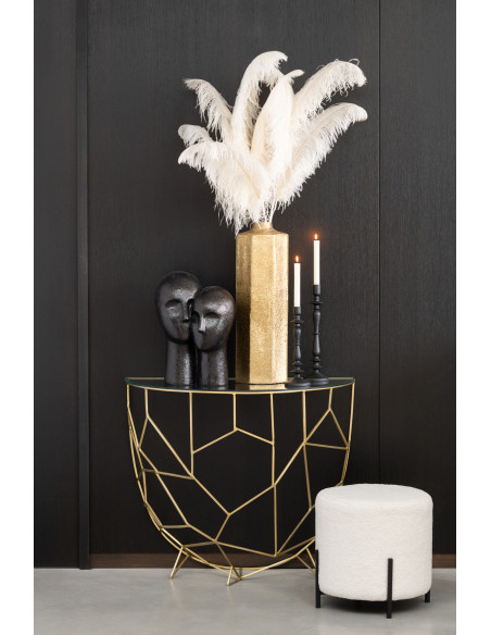 Console moderne Demi lune en Verre Transparent Métal Doré Velkar - 2
