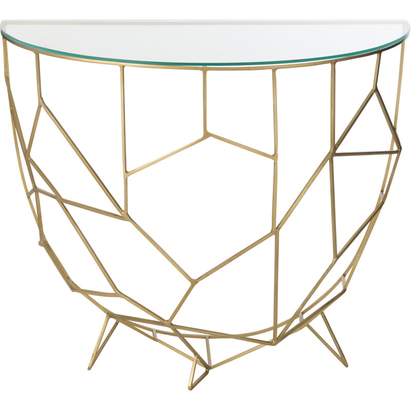Console moderne Demi lune en Verre Transparent Métal Doré Velkar - 3
