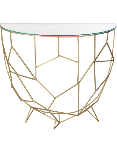 Console moderne Demi lune en Verre Transparent Métal Doré Velkar - 3