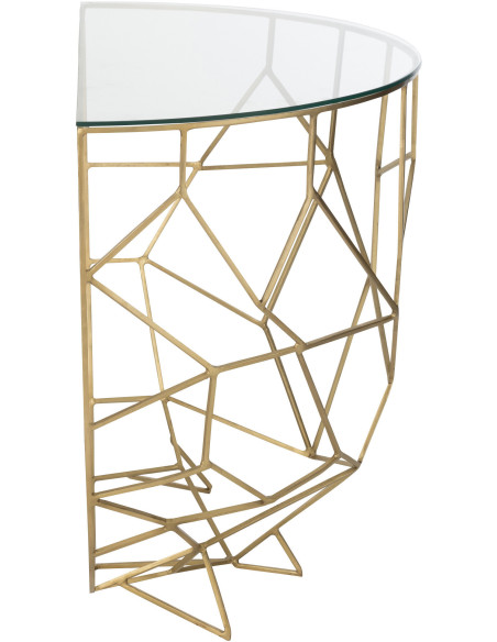 Console moderne Demi lune en Verre Transparent Métal Doré Velkar - 4