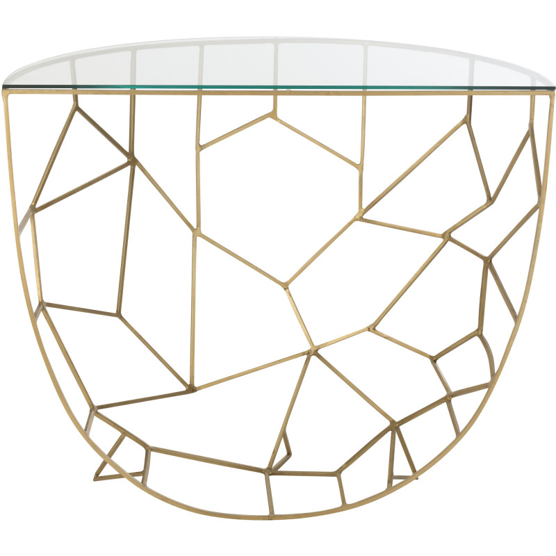 Console moderne Demi lune en Verre Transparent Métal Doré Velkar - 5