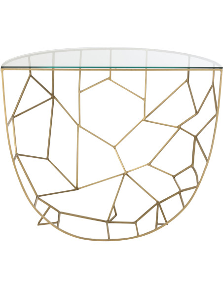 Console moderne Demi lune en Verre Transparent Métal Doré Velkar - 5