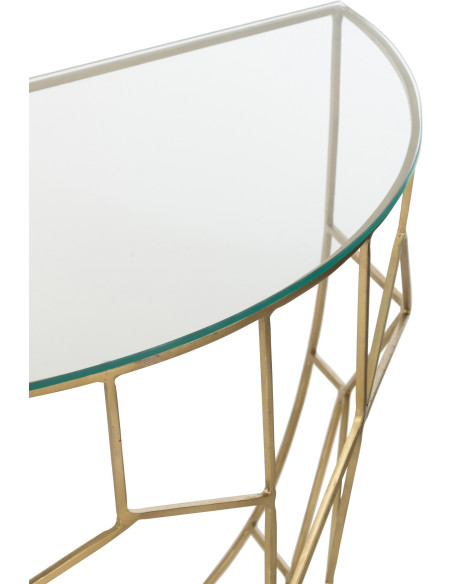 Console moderne Demi lune en Verre Transparent Métal Doré Velkar - 7