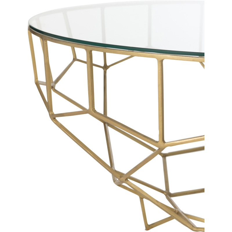 Table basse moderne Ronde en Verre Transparent Métal Doré Velkar - 3