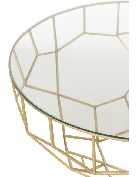 Table basse moderne Ronde en Verre Transparent Métal Doré Velkar - 4