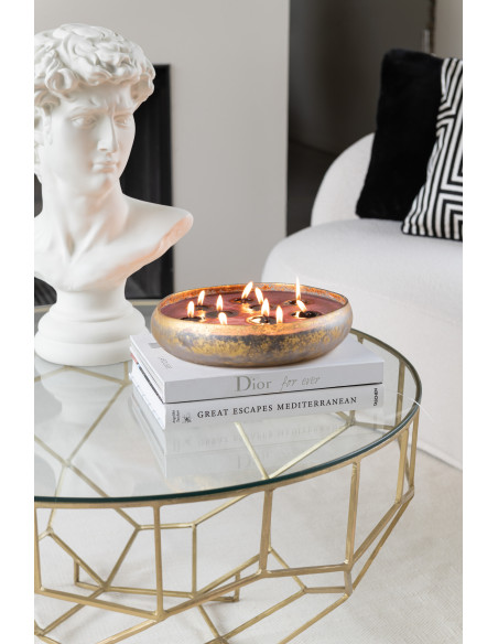 Table basse moderne Ronde en Verre Transparent Métal Doré Velkar - 6