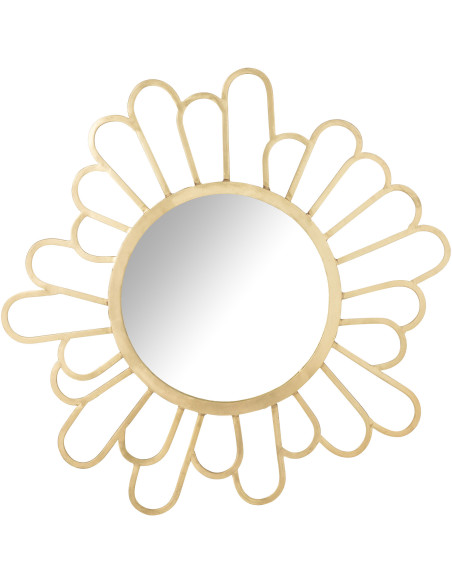 Miroir moderne Mural XL Fleur 90x90 en Métal Doré Kirel - 1